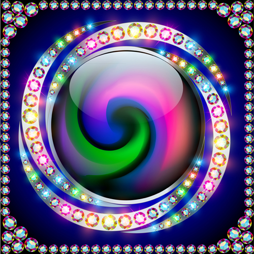 Shiny diamonds frame vector background art 03