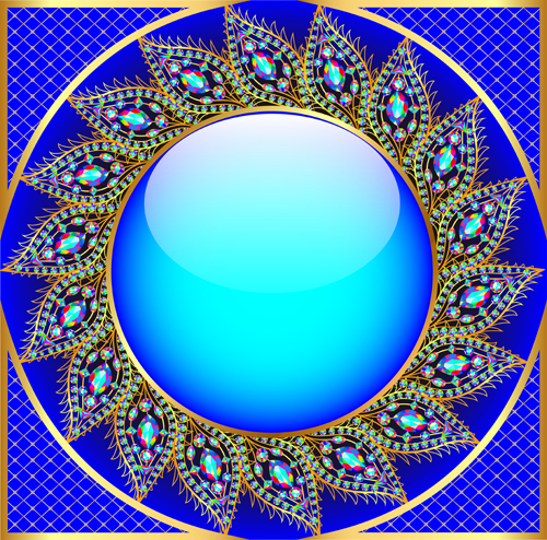Shiny diamonds frame vector background art 05