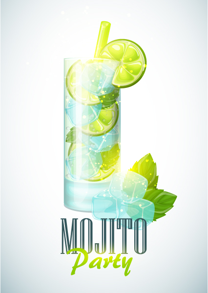 Simple cocktails party poster vector material 03