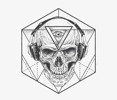 Skull t shirt prints vector material 02 Skull t shirt prints vector material 02