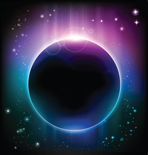 Space Object backgrounds vector set 05