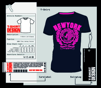 T Shirt print and tag design vector 01