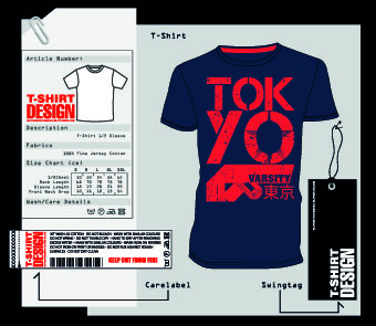 T Shirt print and tag design vector 03