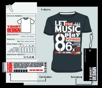 T Shirt print and tag design vector 04