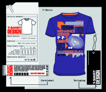 T Shirt print and tag design vector 05