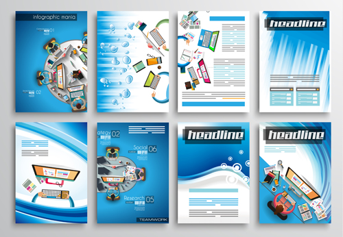Teamwork business cover brochure vector