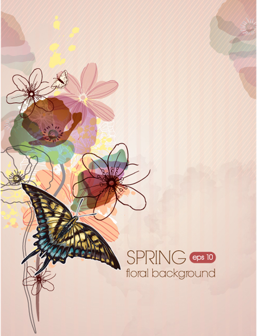 Vector Floral background art set 08