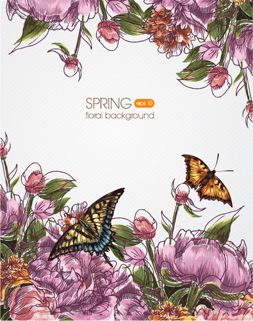 Vector Floral background art set 12
