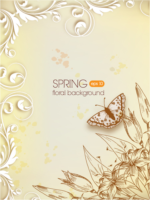 Vector Floral background art set 20