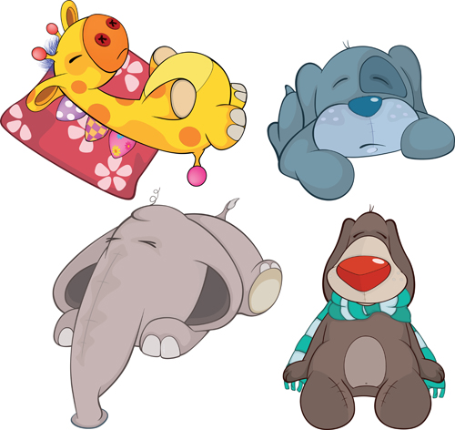 Vector cartoon funny animals set 01