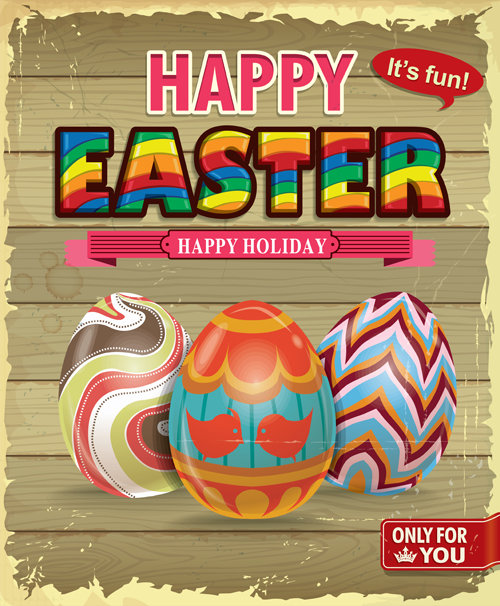 Vintage easter holiday poster vector set 05