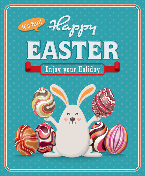Vintage easter holiday poster vector set 06
