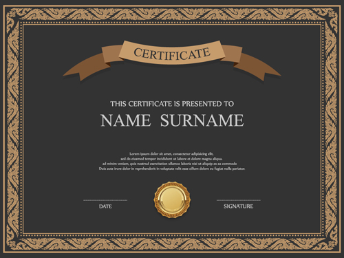 Vintage frame certificate template vectors 03