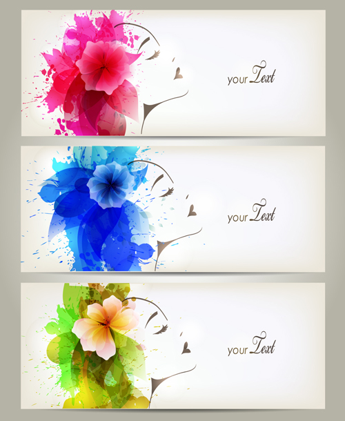 Watercolor floral woman creative design 06