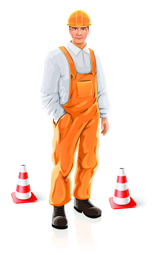 Various Building Workers design elements vector 01