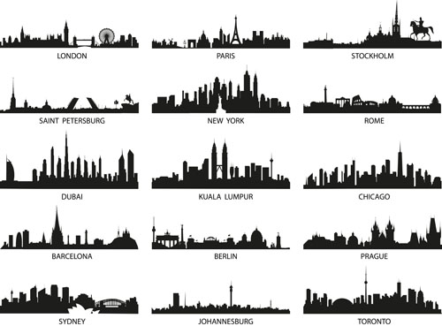 silhouettes silhouette famous cities  