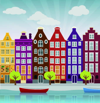buildings with skyscrapers design vector 01