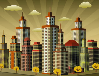 buildings with skyscrapers design vector 05