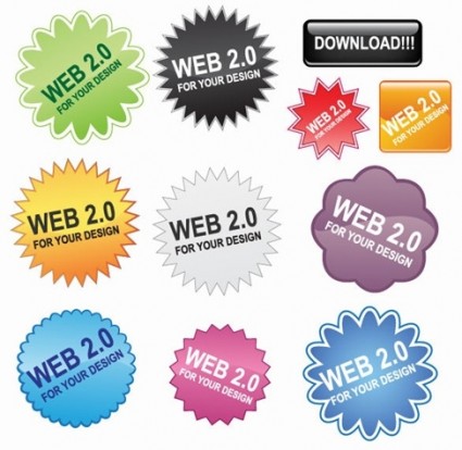 Web buttons with sticker vector set Web buttons with sticker vector set