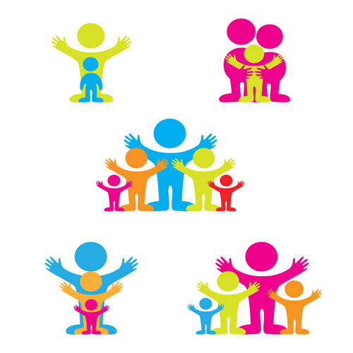 Set of Different family logos vector 01