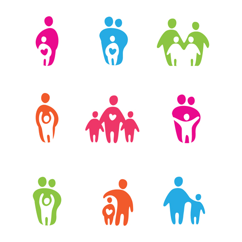 Set of Different family logos vector 07