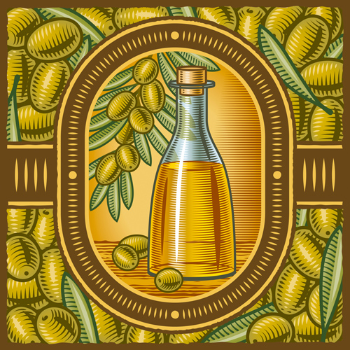 Vintage with retro olives design vector 04