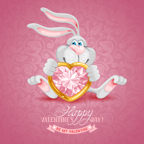 valentine cute bunny background vector background 