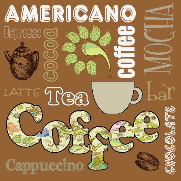template Retro font labels label coffee 