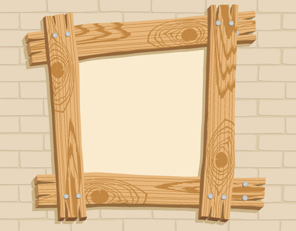 Wooden frame no the wall vector