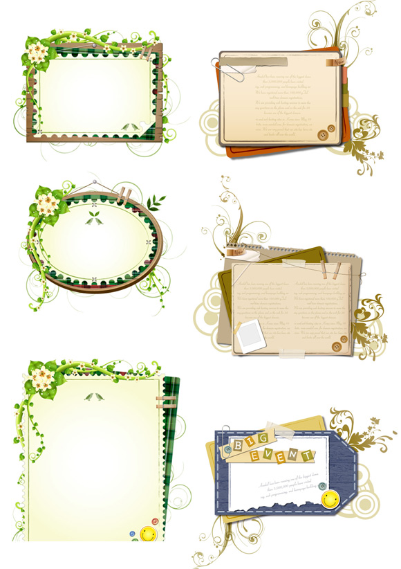 Plant decorative text frames vector