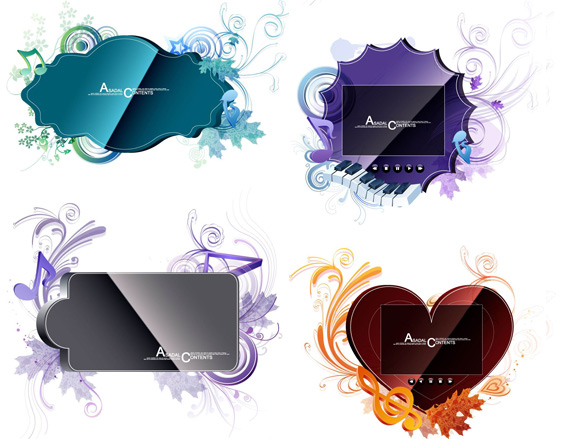 Music floral decorative frame vector