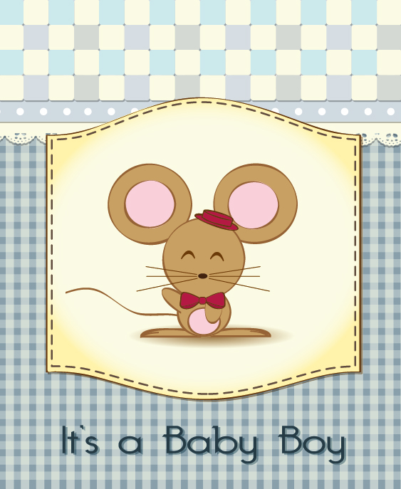Cute Baby shower cards vector material set 04