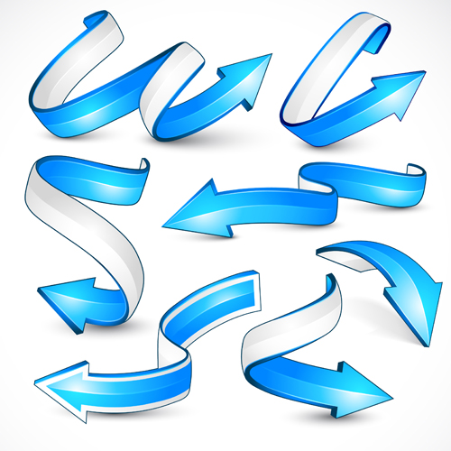 3D blue arrows vector material 02