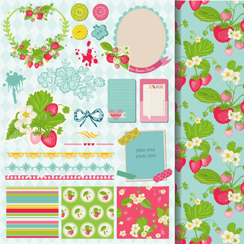 Baby scrap elements kit vector 01