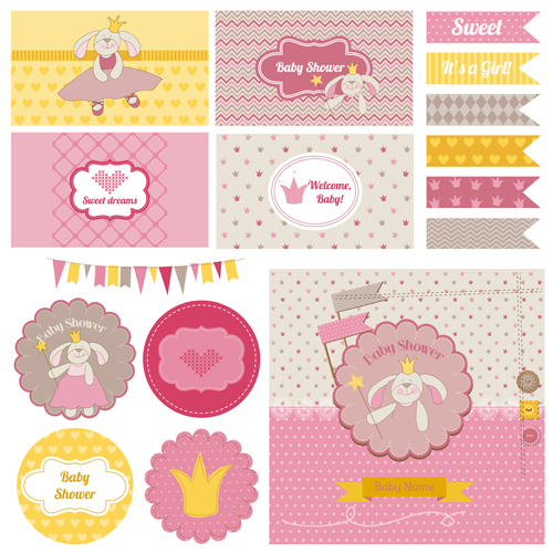 Baby scrap elements kit vector 05