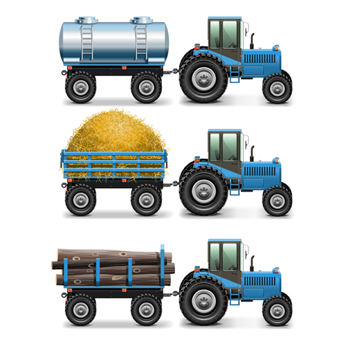 Blue tractor creative vector
