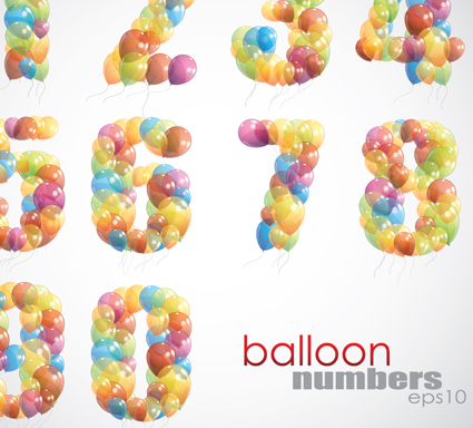 numbers number Consisting colorful balloon alphabet 