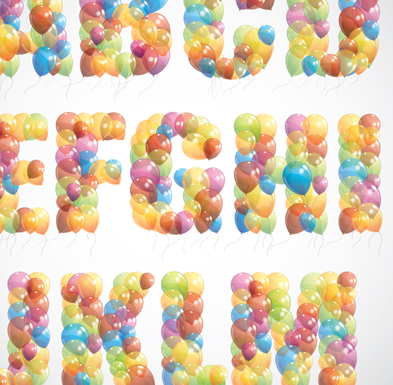 Colorful balloon Consisting of alphabet with numbers vector 03