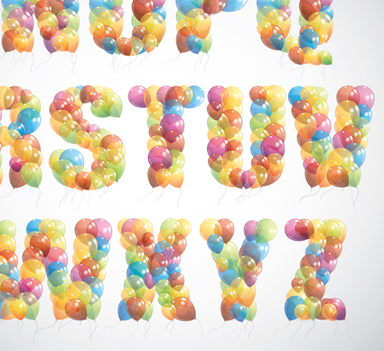 Colorful balloon Consisting of alphabet with numbers vector 04