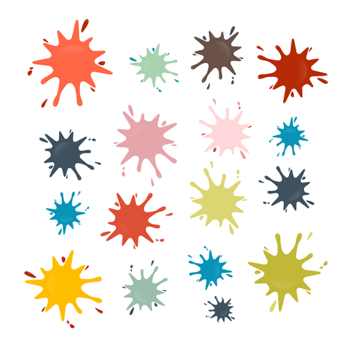 Colorful blot spatter vector design set 01