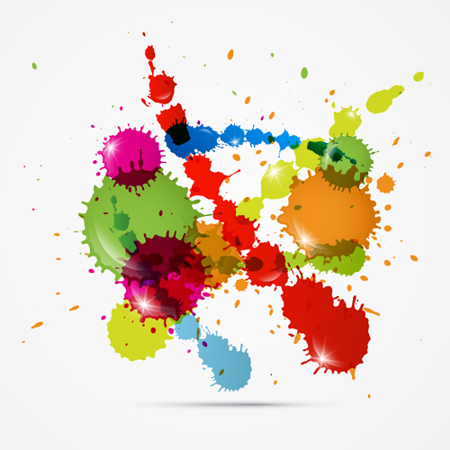 Colorful blot spatter vector design set 02