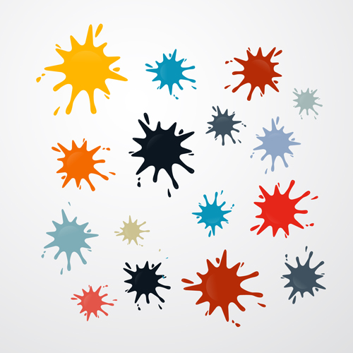 Colorful blot spatter vector design set 03