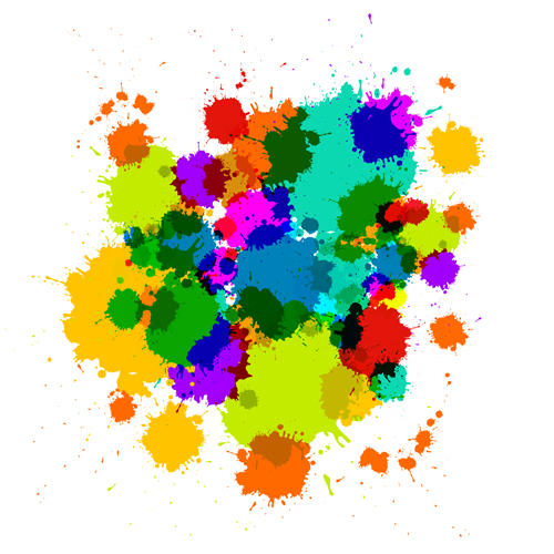 Colorful blot spatter vector design set 07
