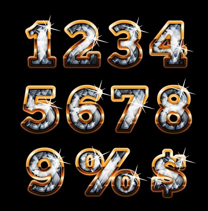 Diamond with golden numbers and symbol vector