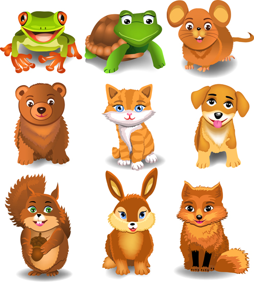 Different Lovely animals design vector