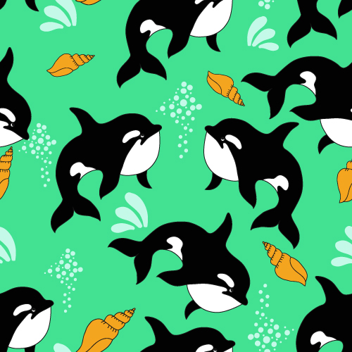 Dolphin with sea seamless pattern vector 01