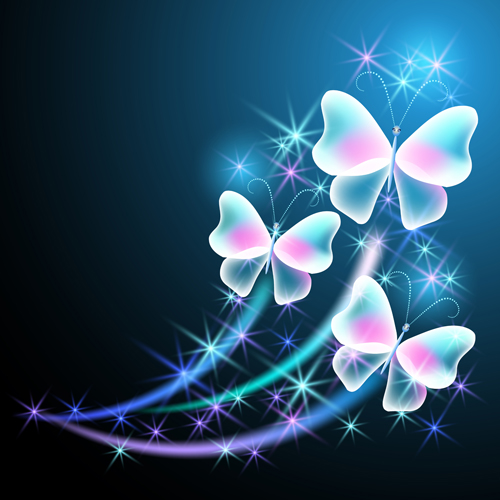Dream butterfly with shiny background vector 04