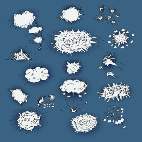 Explosion style speech bubbles vector material 03