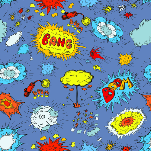 Explosion style speech bubbles vector material 04