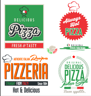 izza logos design vector material 02 Exquisite pizza logos design vector material 02